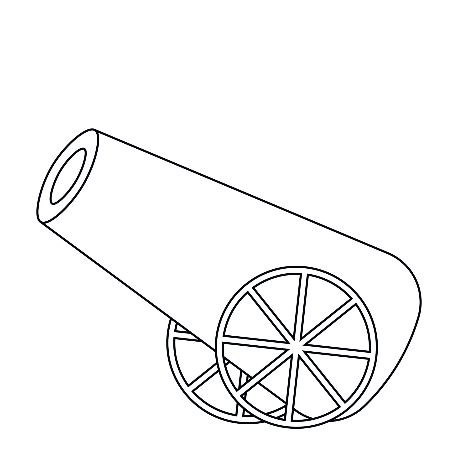 cañón de un solo elemento. dibujar ilustraciones en blanco y negro