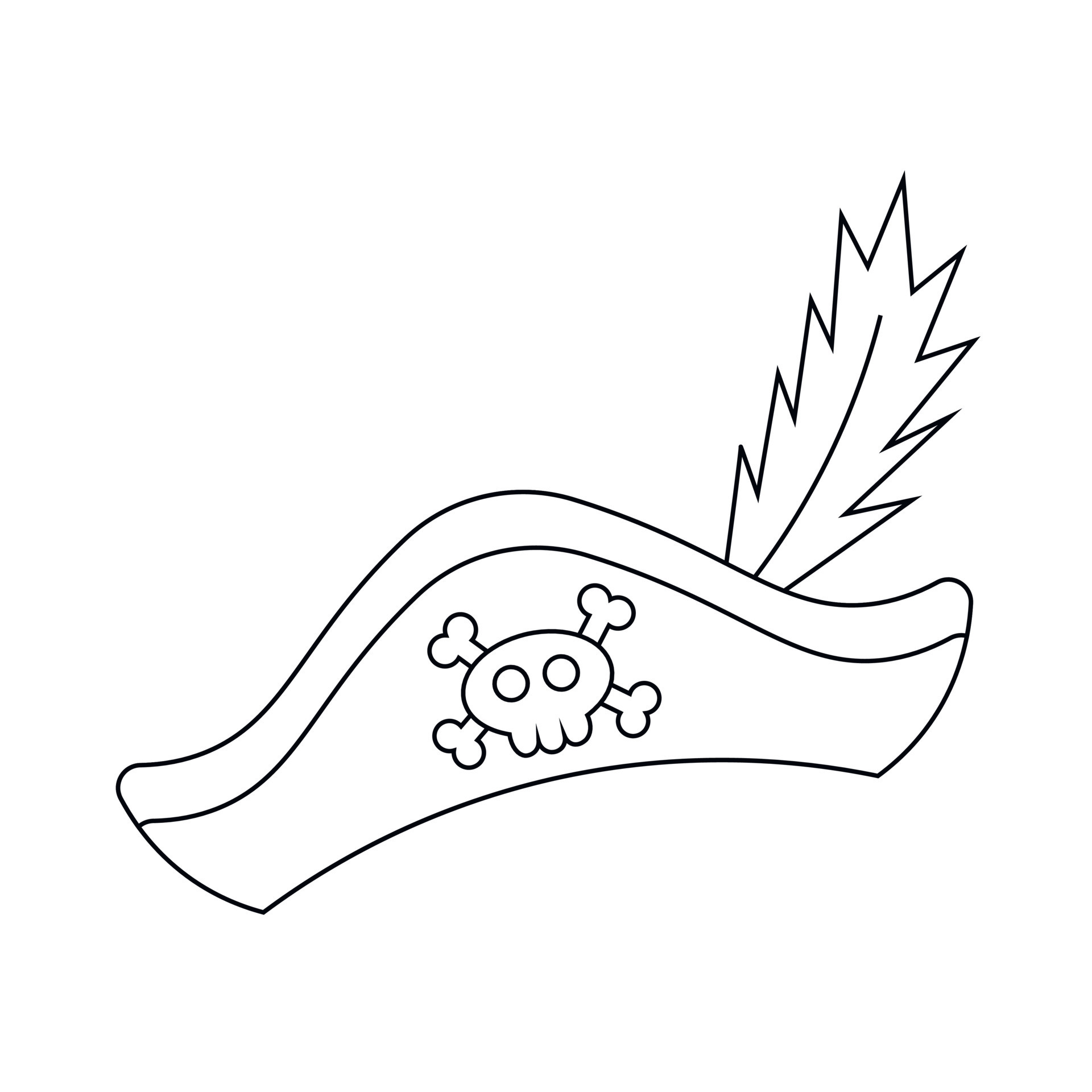 Single element Pirate Hat. Draw illustration in black and white 8095220
