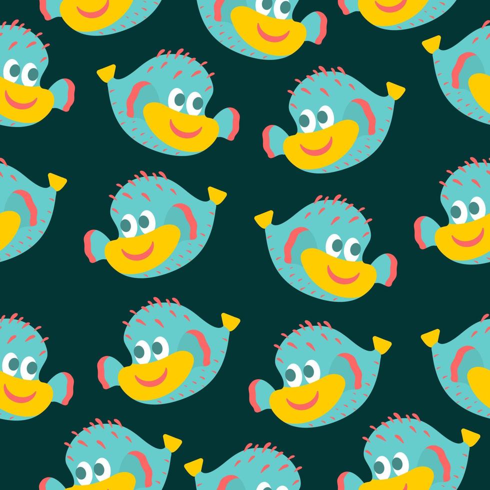 Seamless pattern with cute cartoon exotic fish. vector