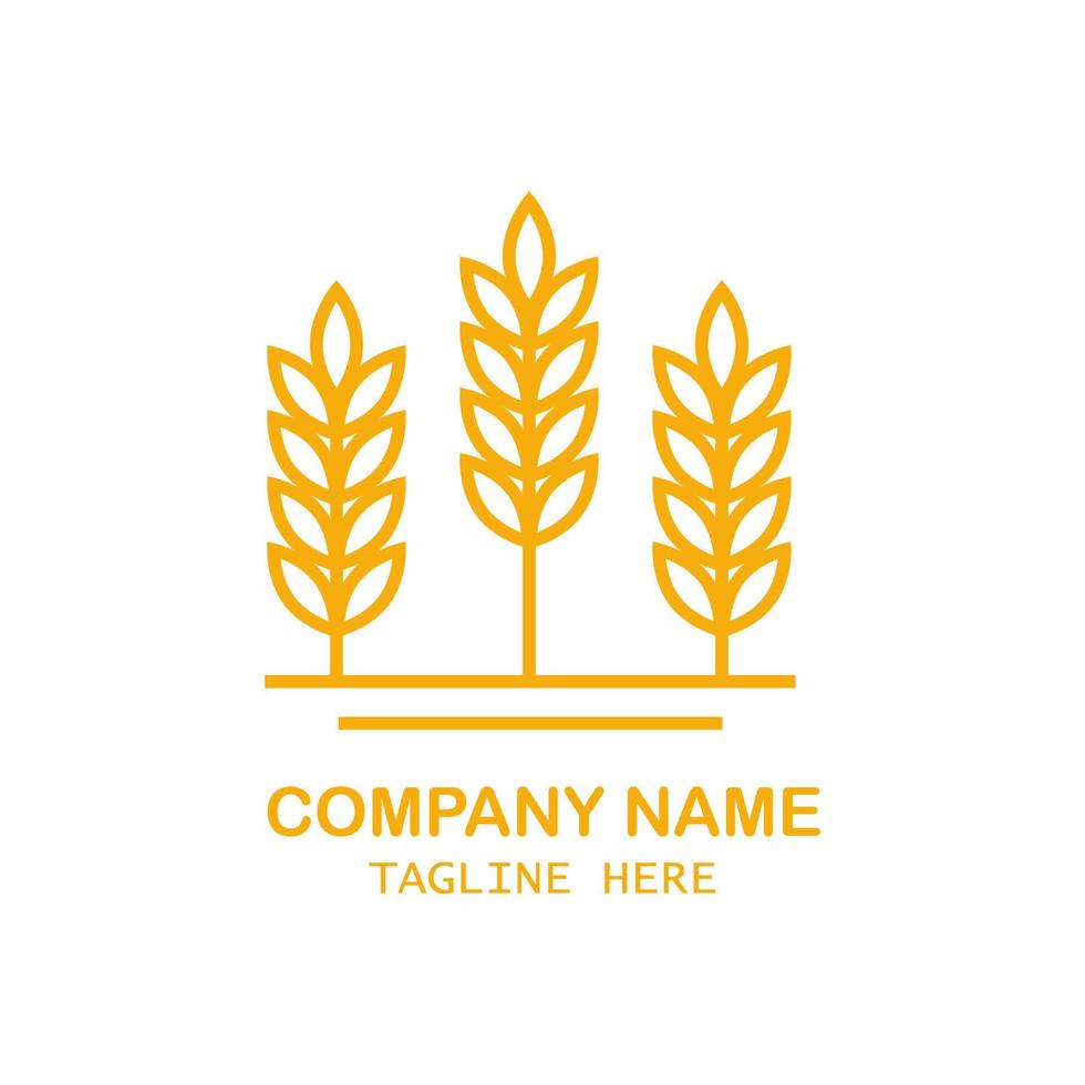 Wheat ears icon vector farm logo template. Line whole grain symbol illustration for organic eco bakery business, agriculture, beer on white