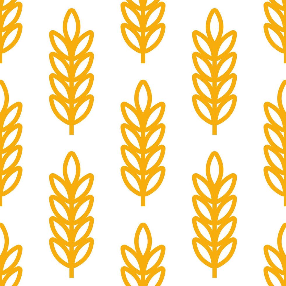 Wheat ears icon vector farm seamless pattern background. Line whole grain symbol illustration for organic eco bakery business, agriculture, beer on white