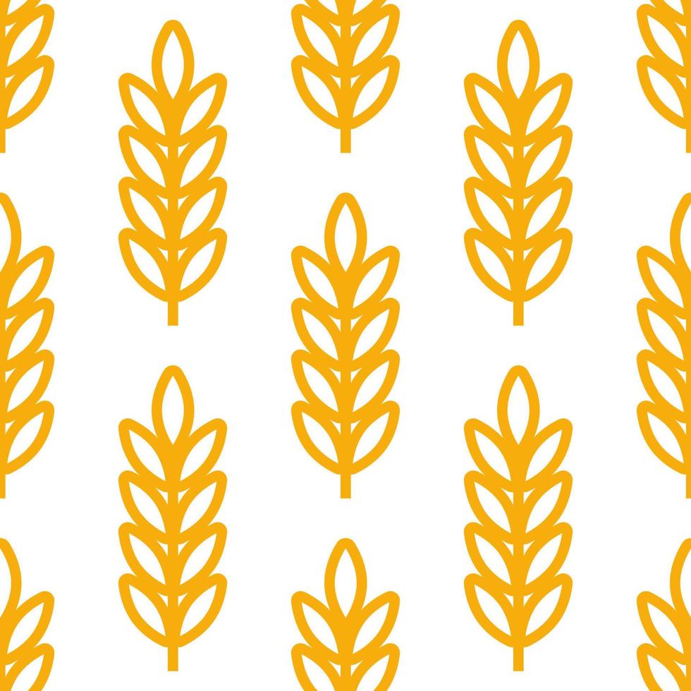 Wheat ears icon vector farm seamless pattern background. Line whole grain symbol illustration for organic eco bakery business, agriculture, beer on white