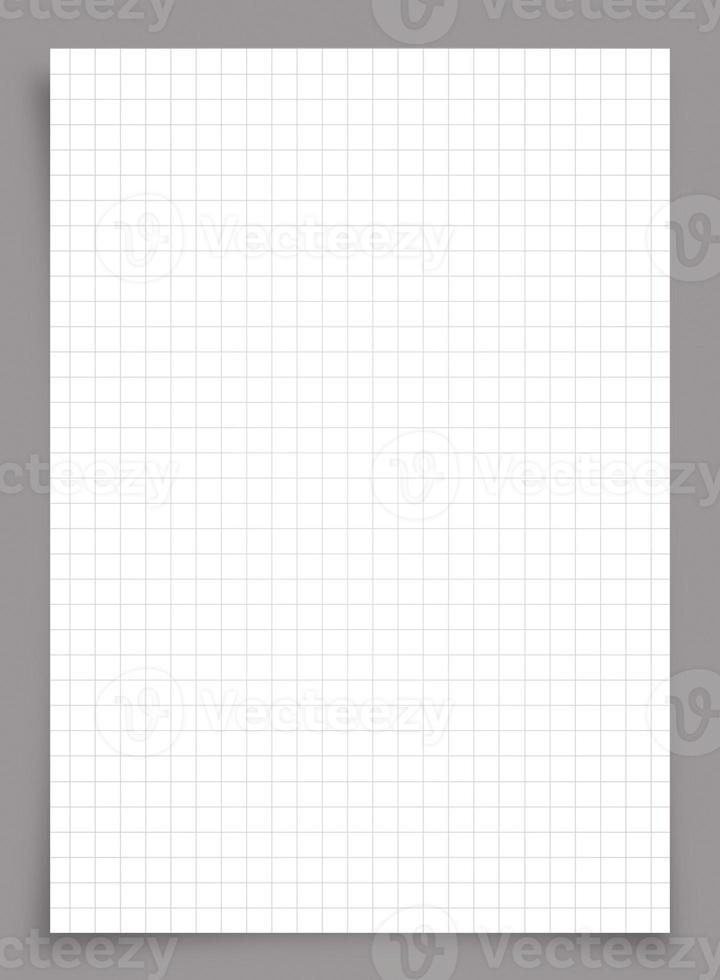 White paper with grid line pattern isolated on gray background. photo