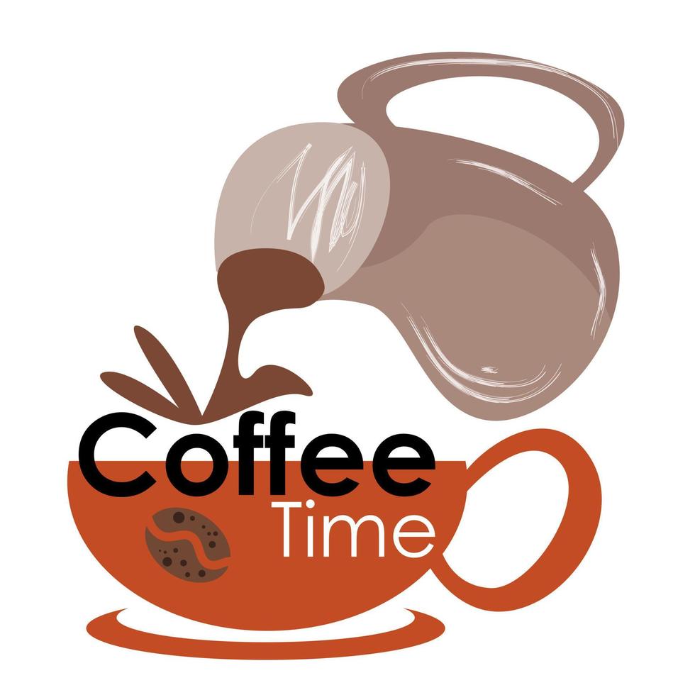 coffee time, pouring coffee with a coffee pot vector