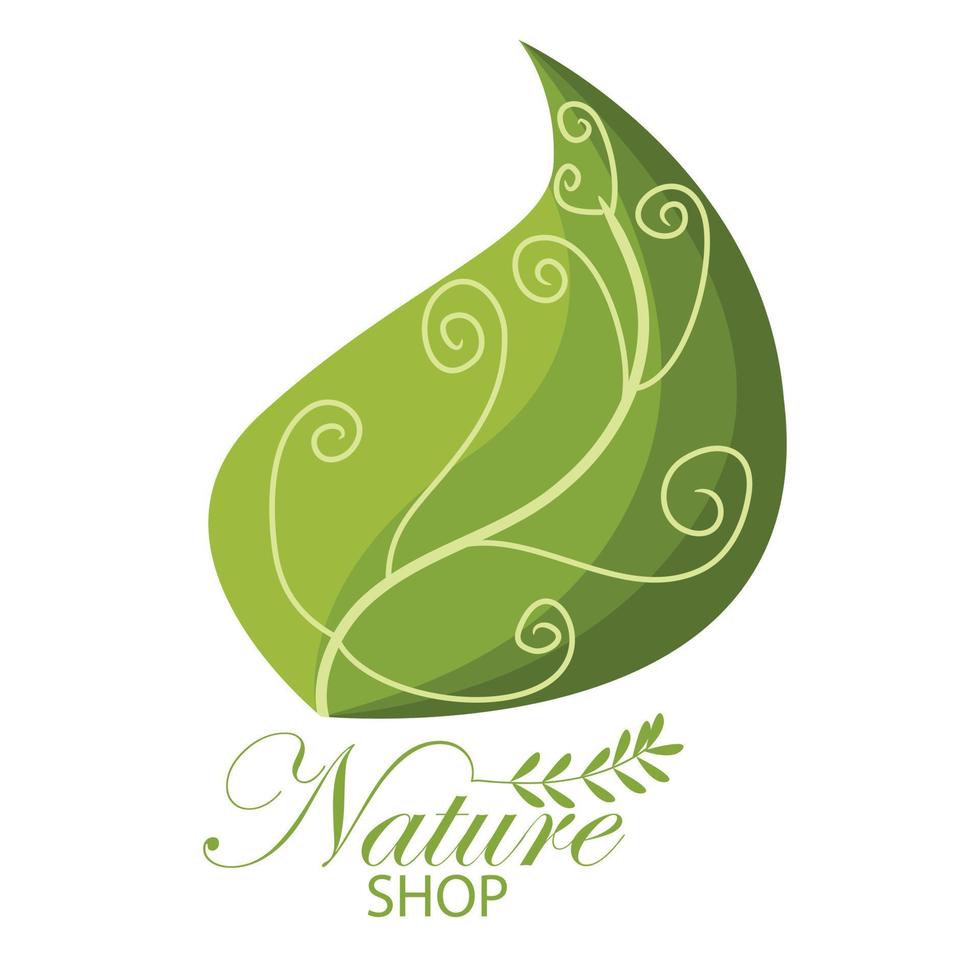 Nature or organic shop vector logo template This design with leaf symbol