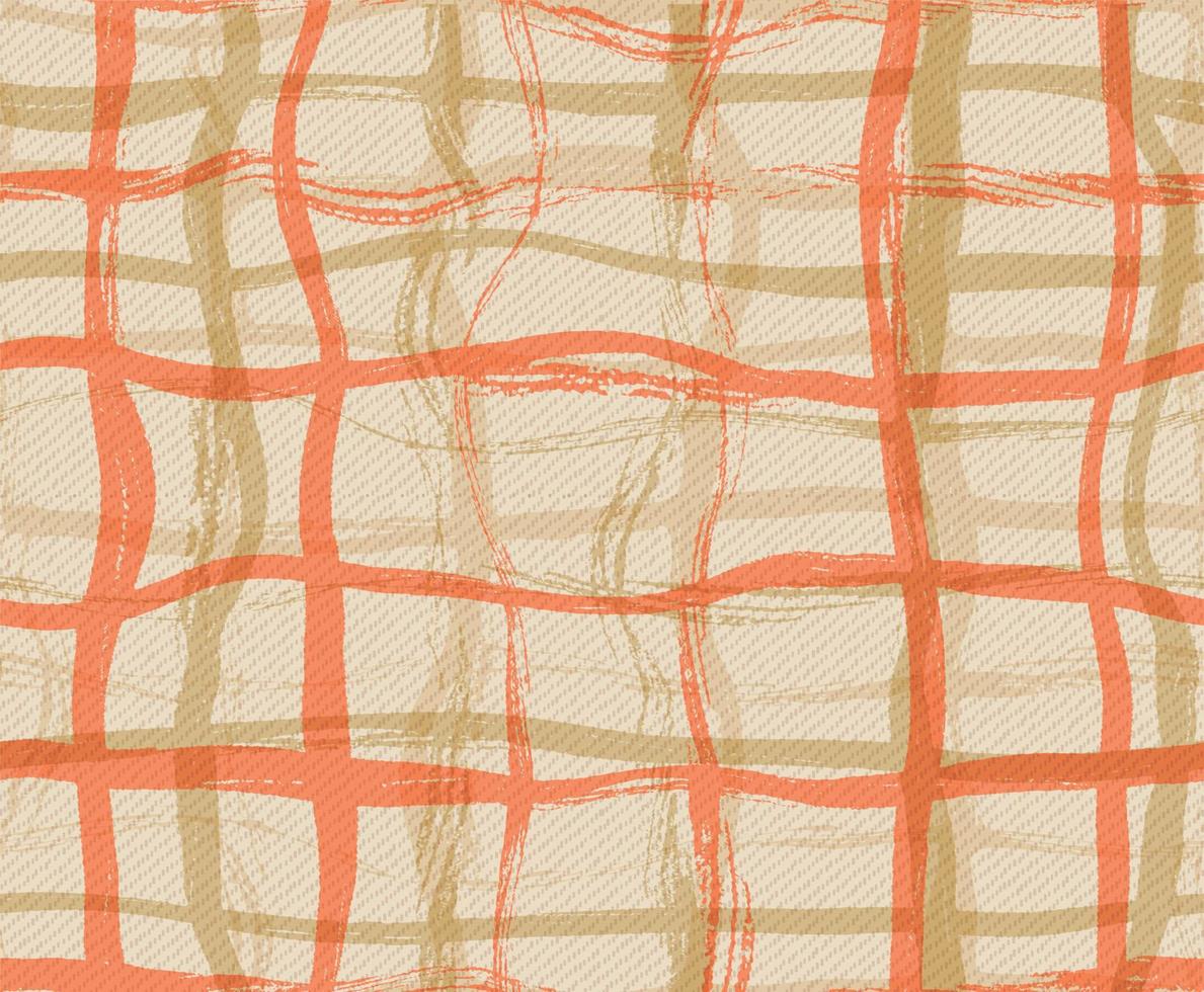 Irregular plaid simulated weave pattern. hand drawn plaid with fabric texture simulated vector