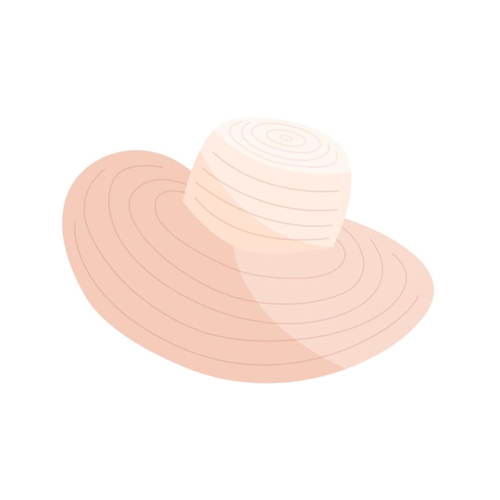 Wide brimmed straw summer hat vector