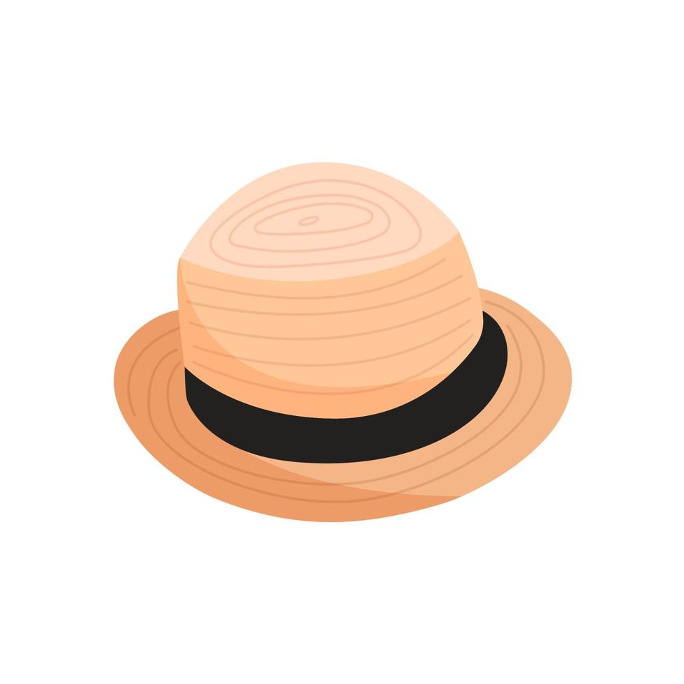 sombrero de verano de paja con ala estrecha vector