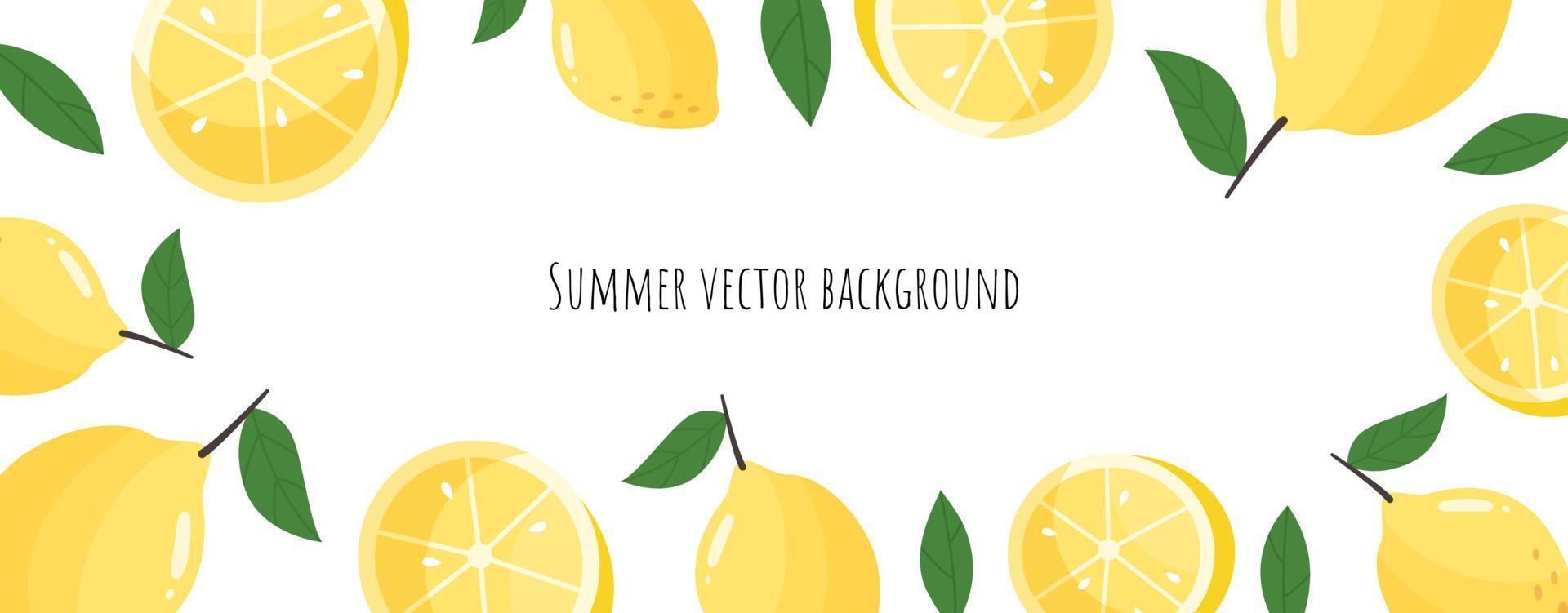 banner de diseño de fondo de verano colorido con limones vector
