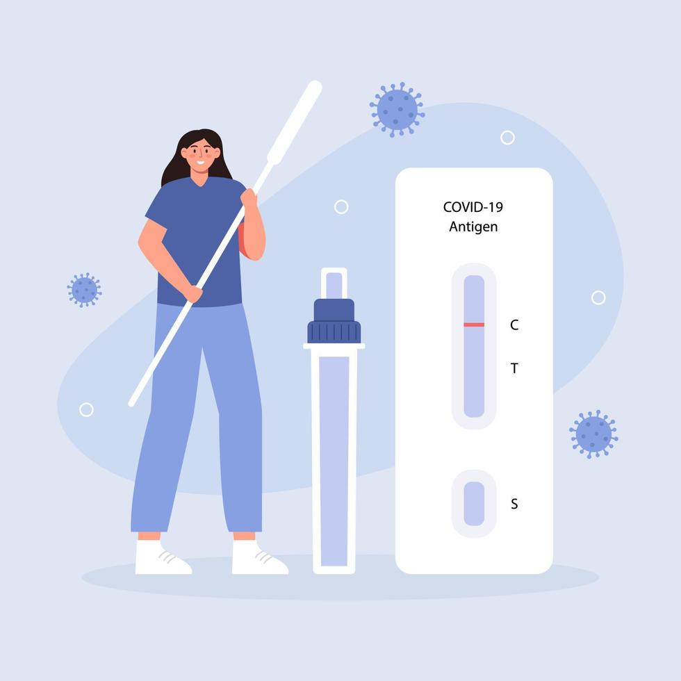 Nurse holding wand for collecting analysis ATK vector