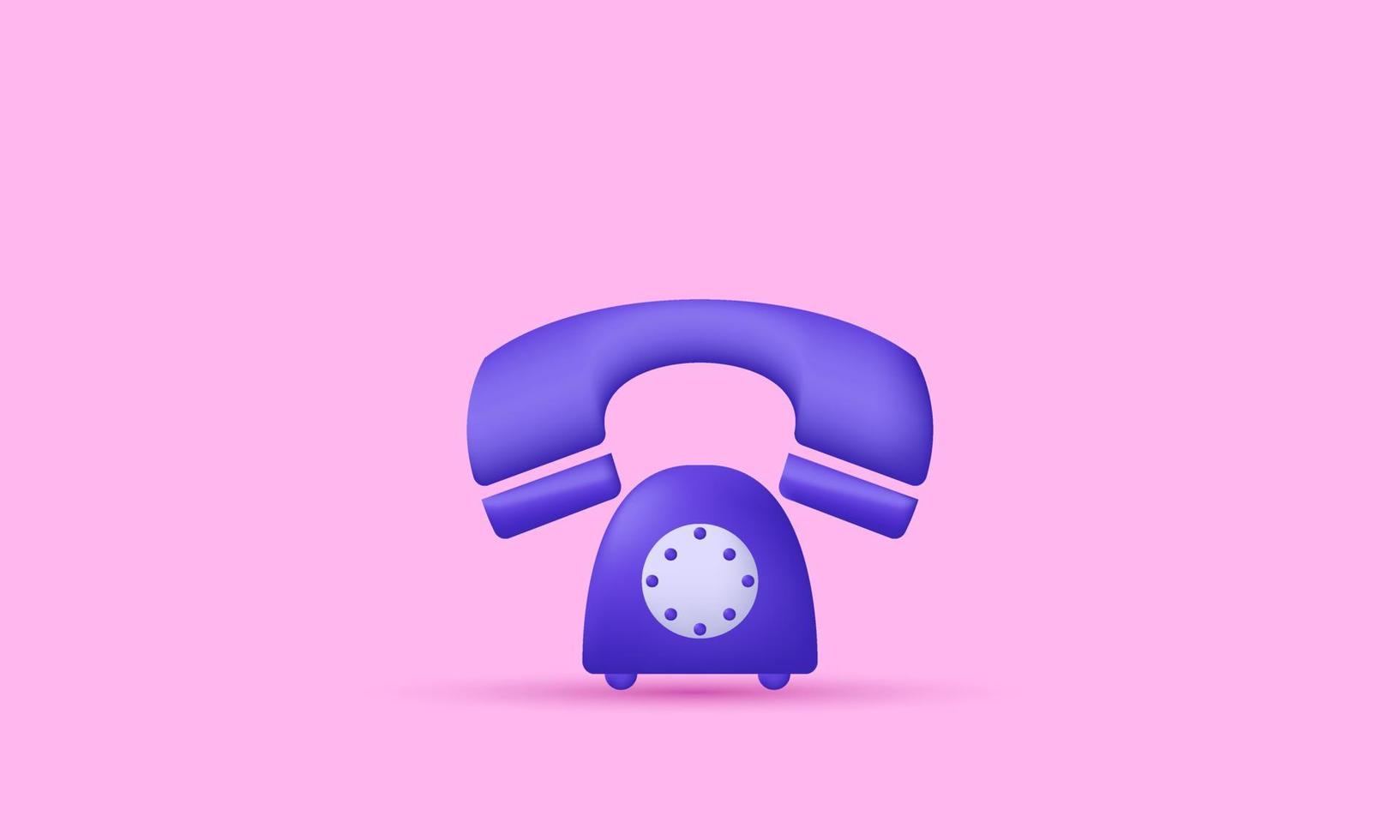 unique purple telephone 3d icon isolated on vector