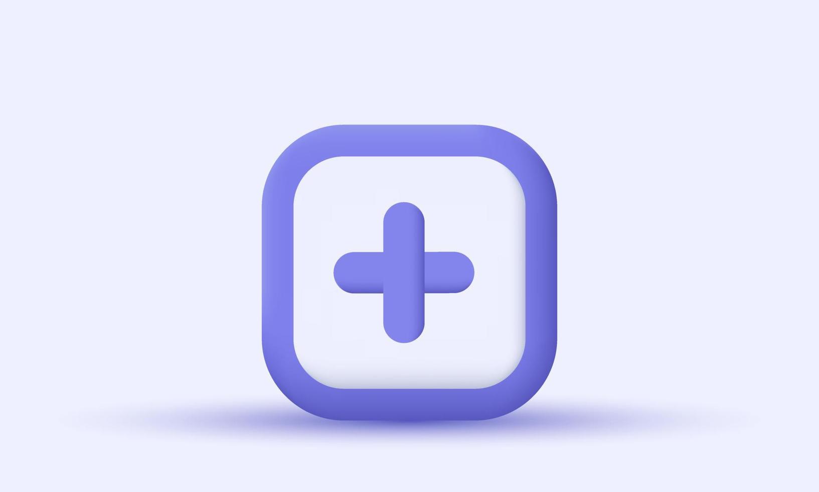 unique 3d purple add plus medical cross round button design icon isolated on vector