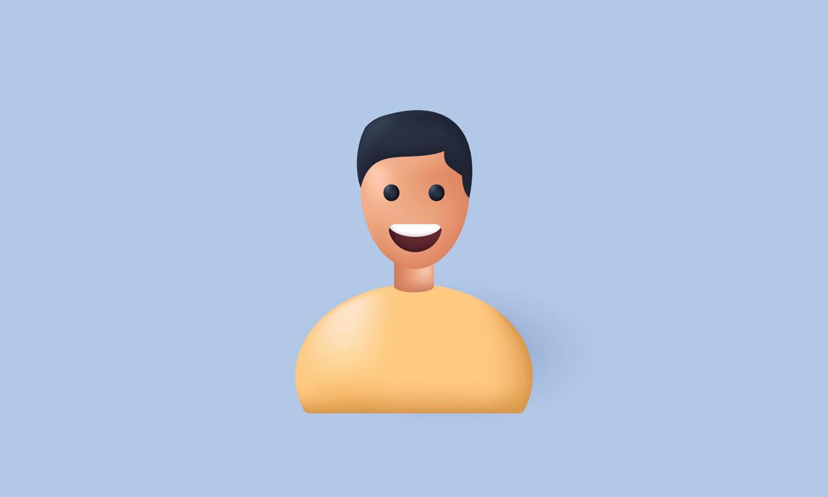 unique 3d realistic young smiling man avatar 3d isolated on vector