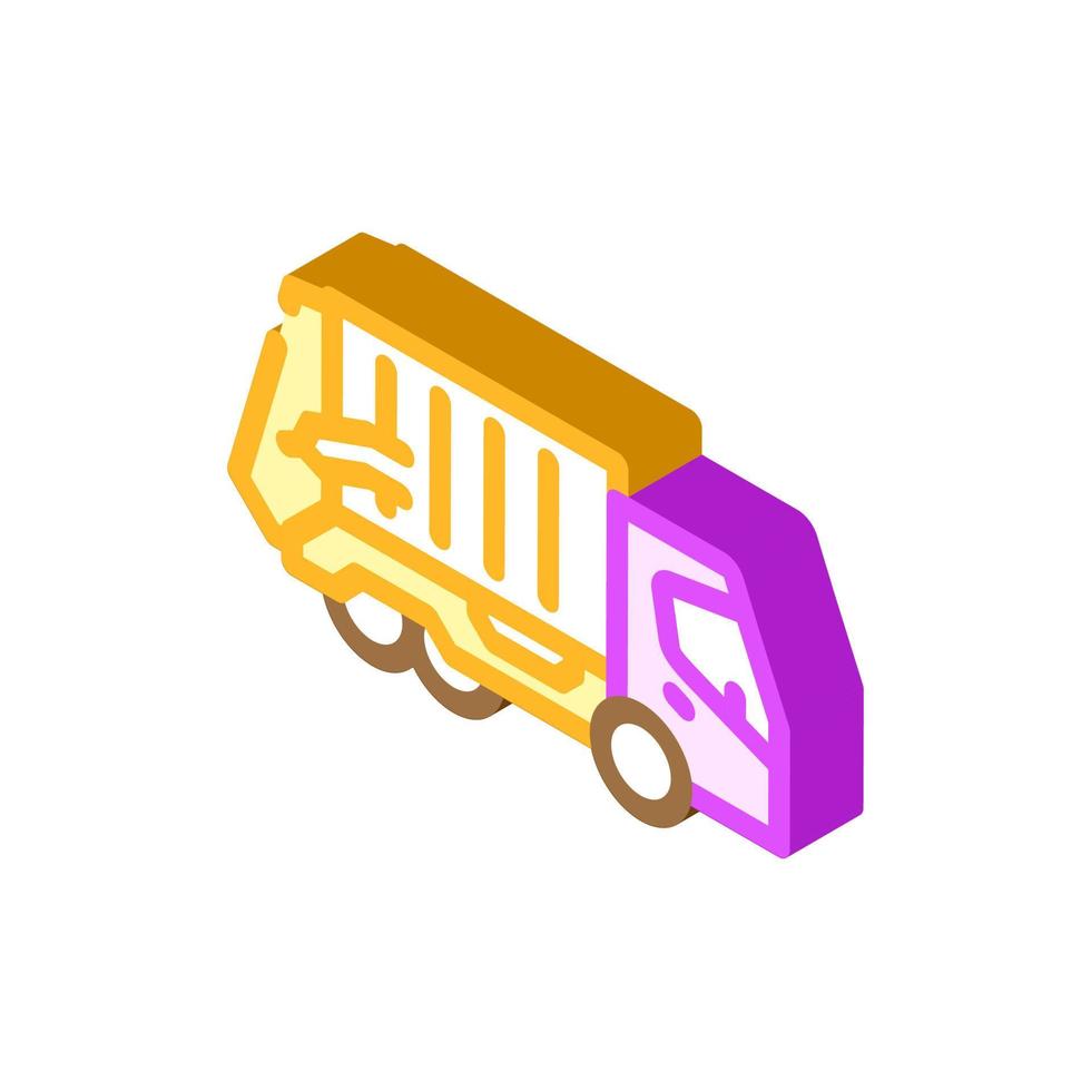 Ilustración de vector de icono isométrico de transporte de residuos de camiones