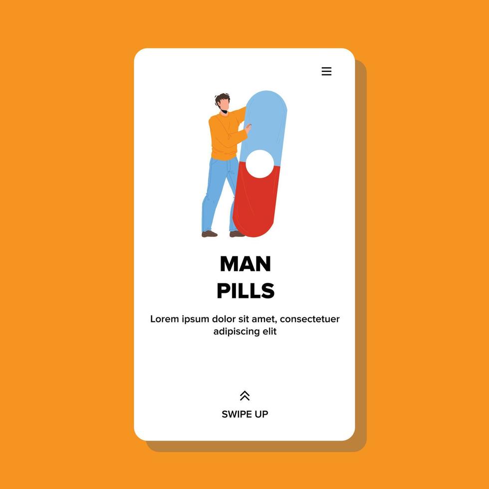 Man Pills For Health Problem Treatment Vector