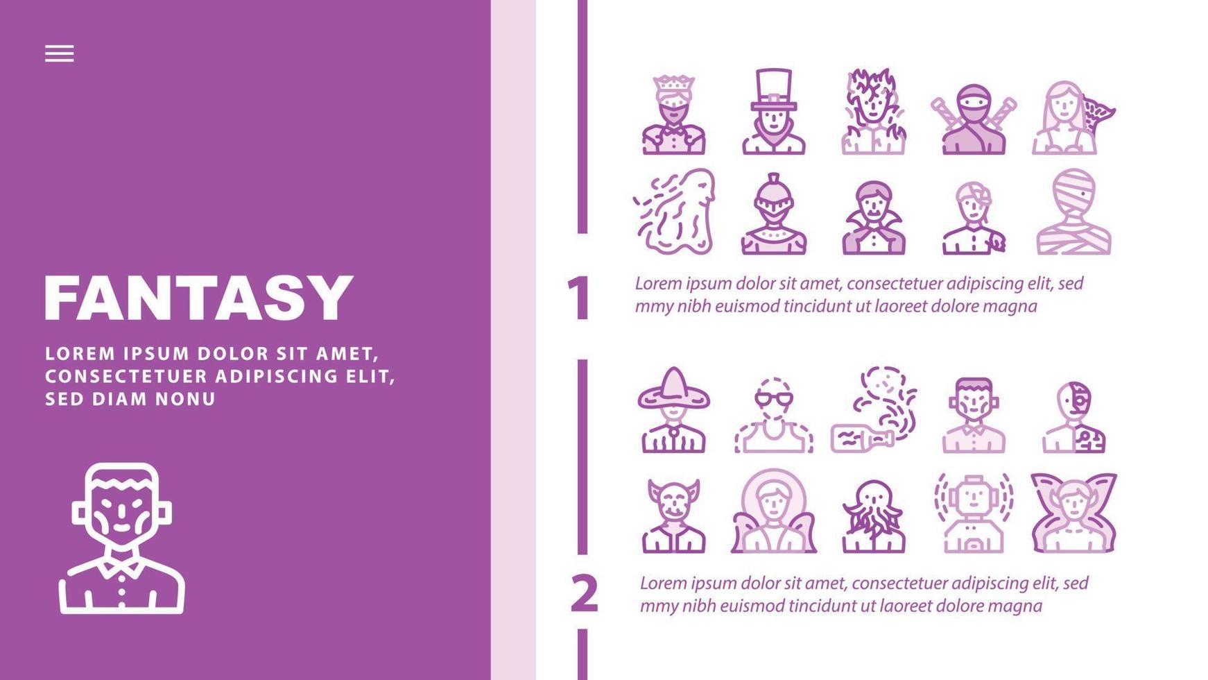 Fantasy And Magical Character Landing Header Vector