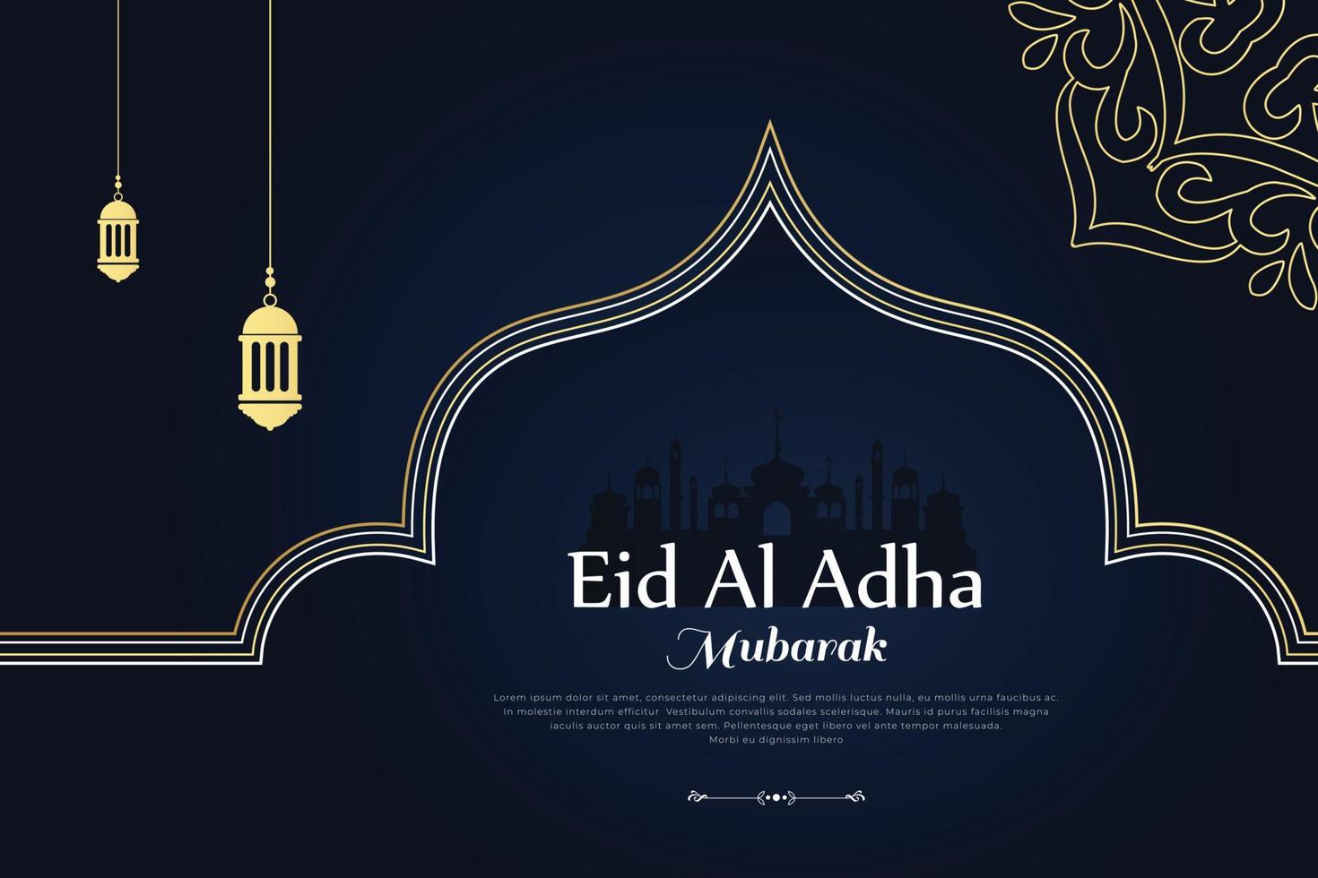 eid al adha mubarak islamic background vector