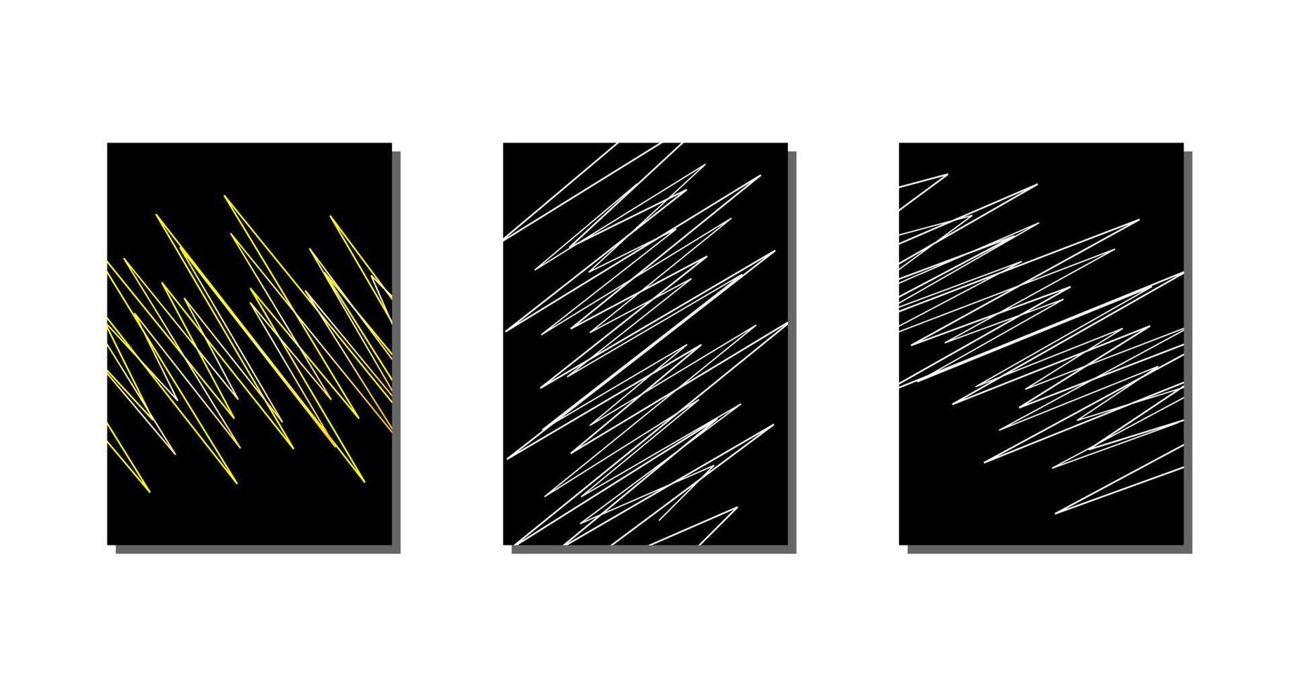 Background set. zigzag abstract lines with black base color vector