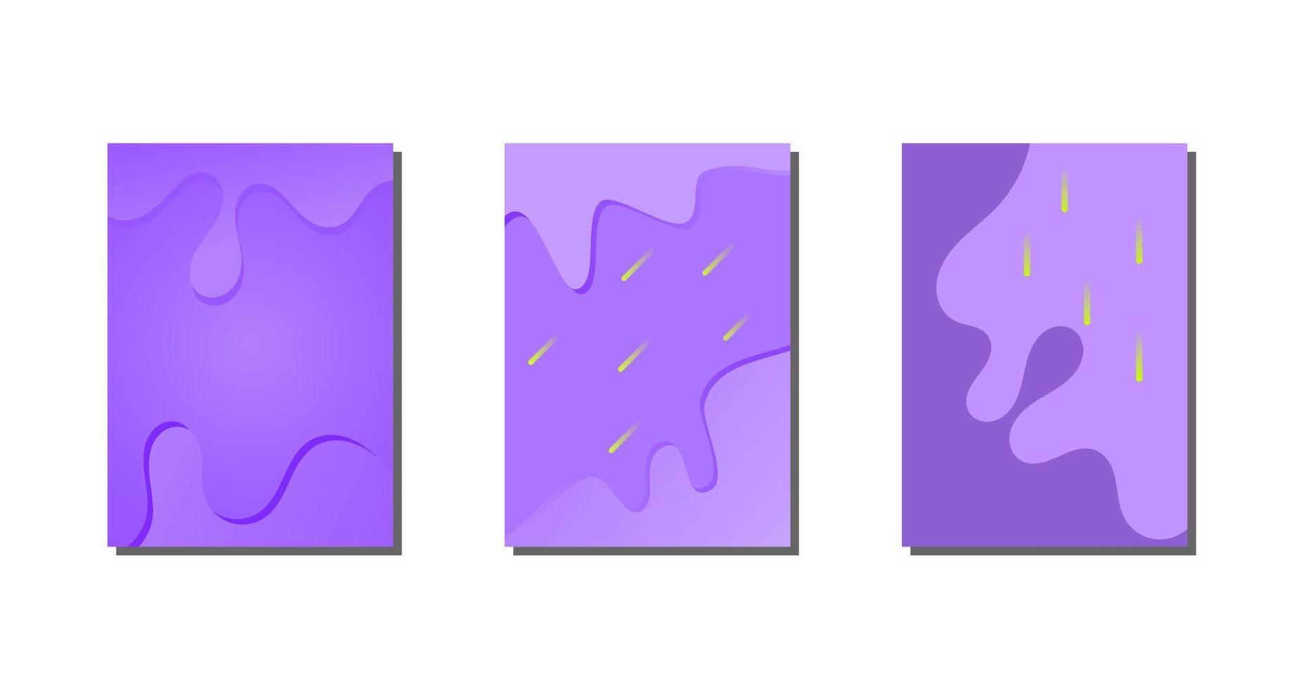 Fluid background template set, with purple color and yellow line vector