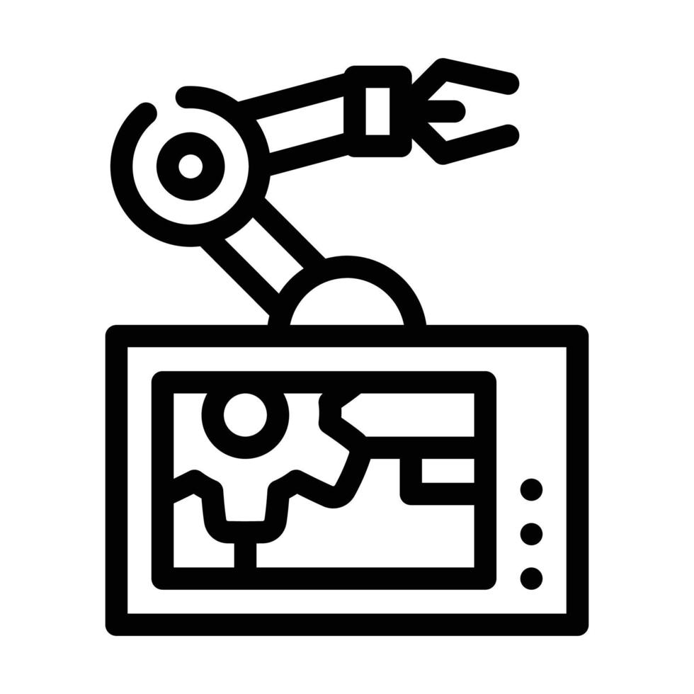 robotic arm mechanism line icon vector illustration