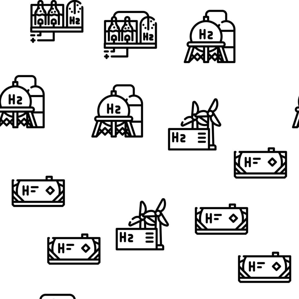 Hydrogen Energy Gas Vector Seamless Pattern