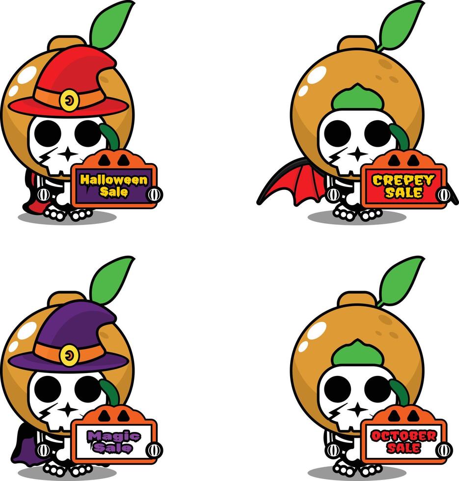 disfraz de mascota de halloween de fruta longan vector