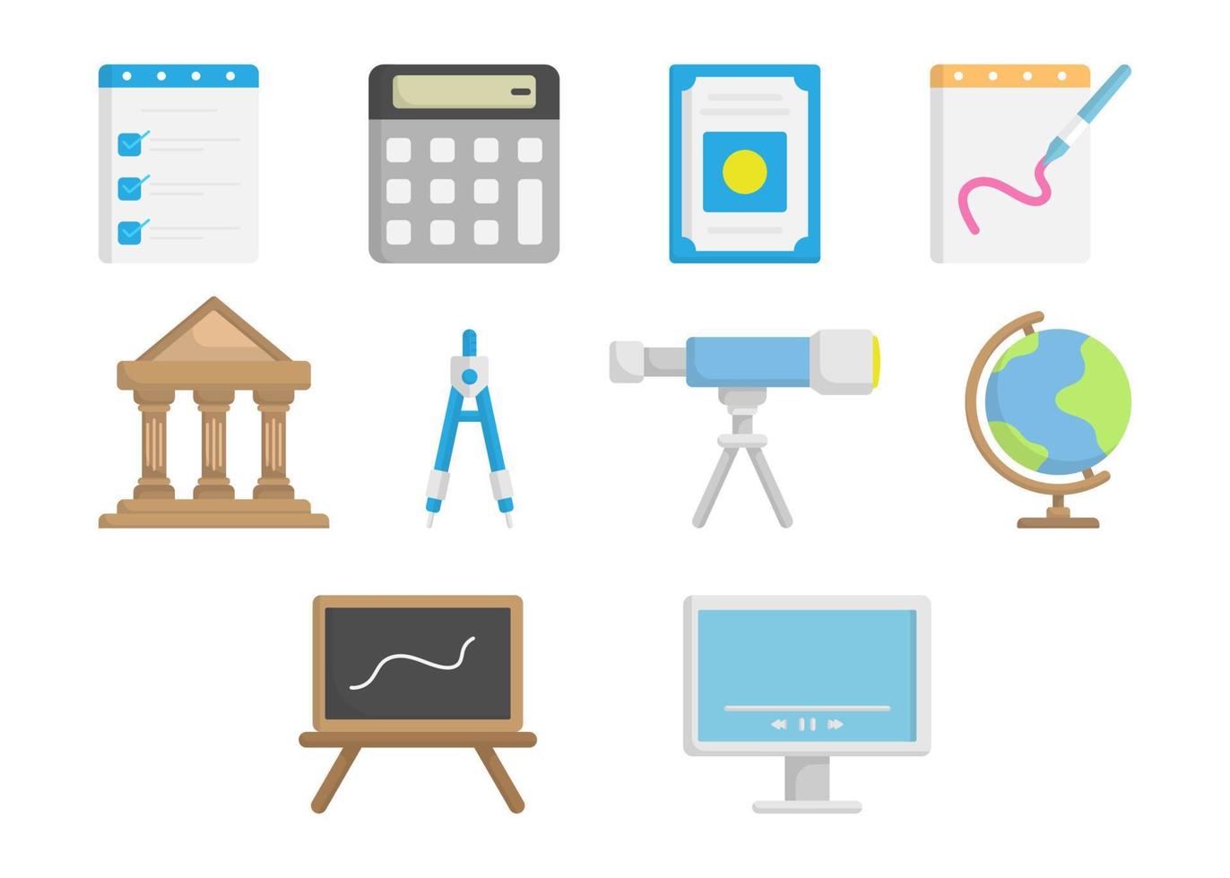 Education school learning icon set vector