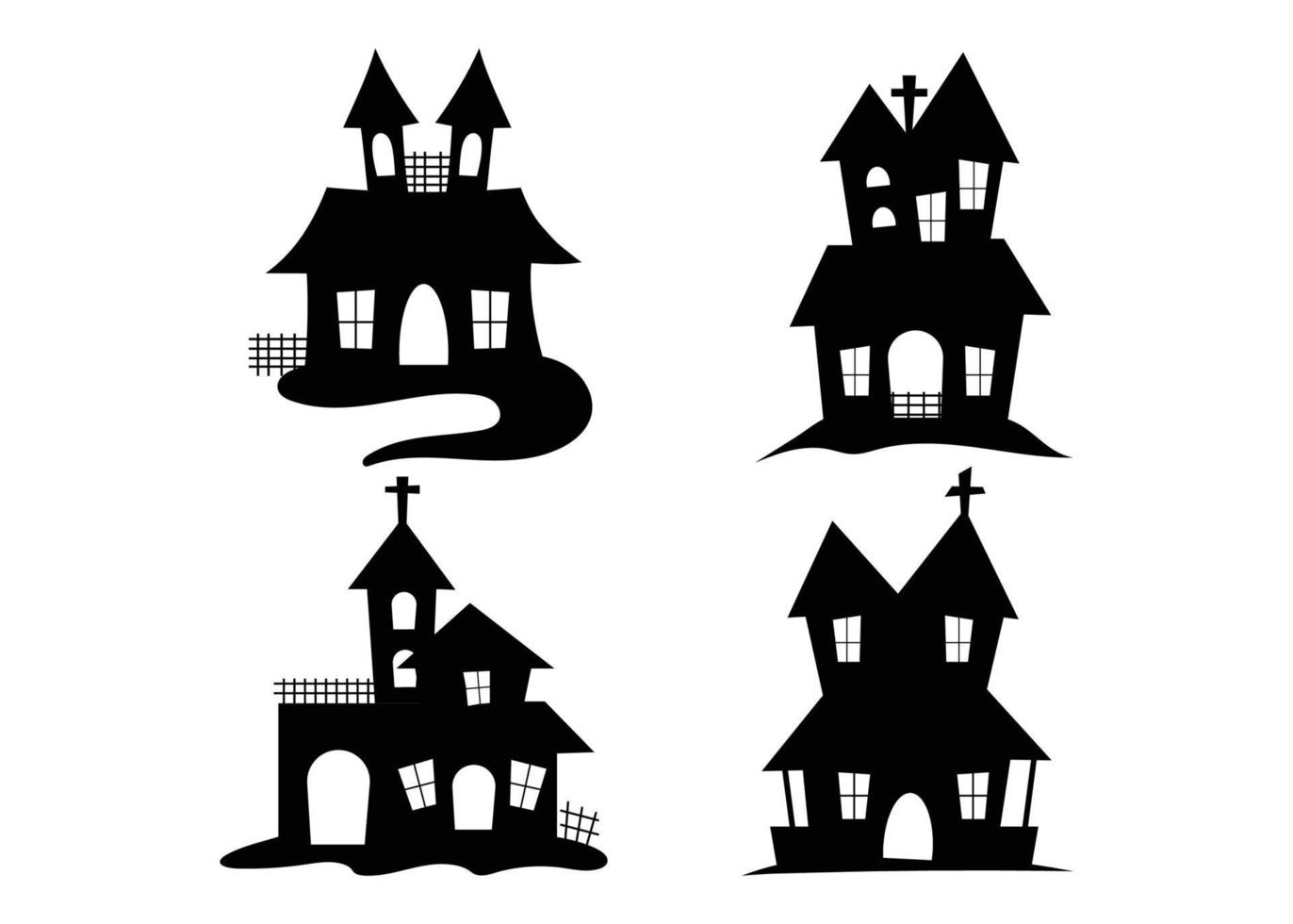 haaloween house illustration set design template vector