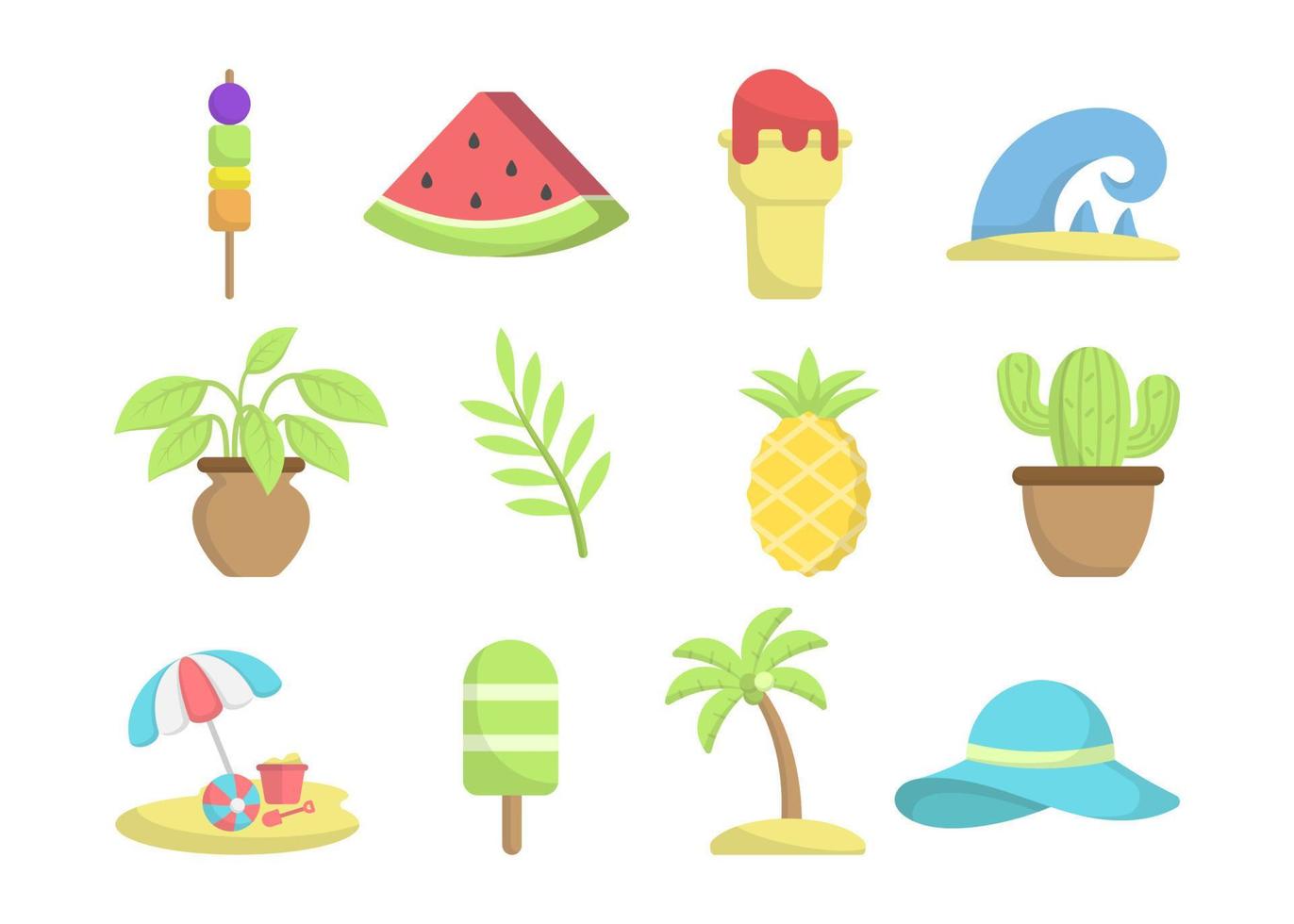 conjunto de iconos de verano de playa vector