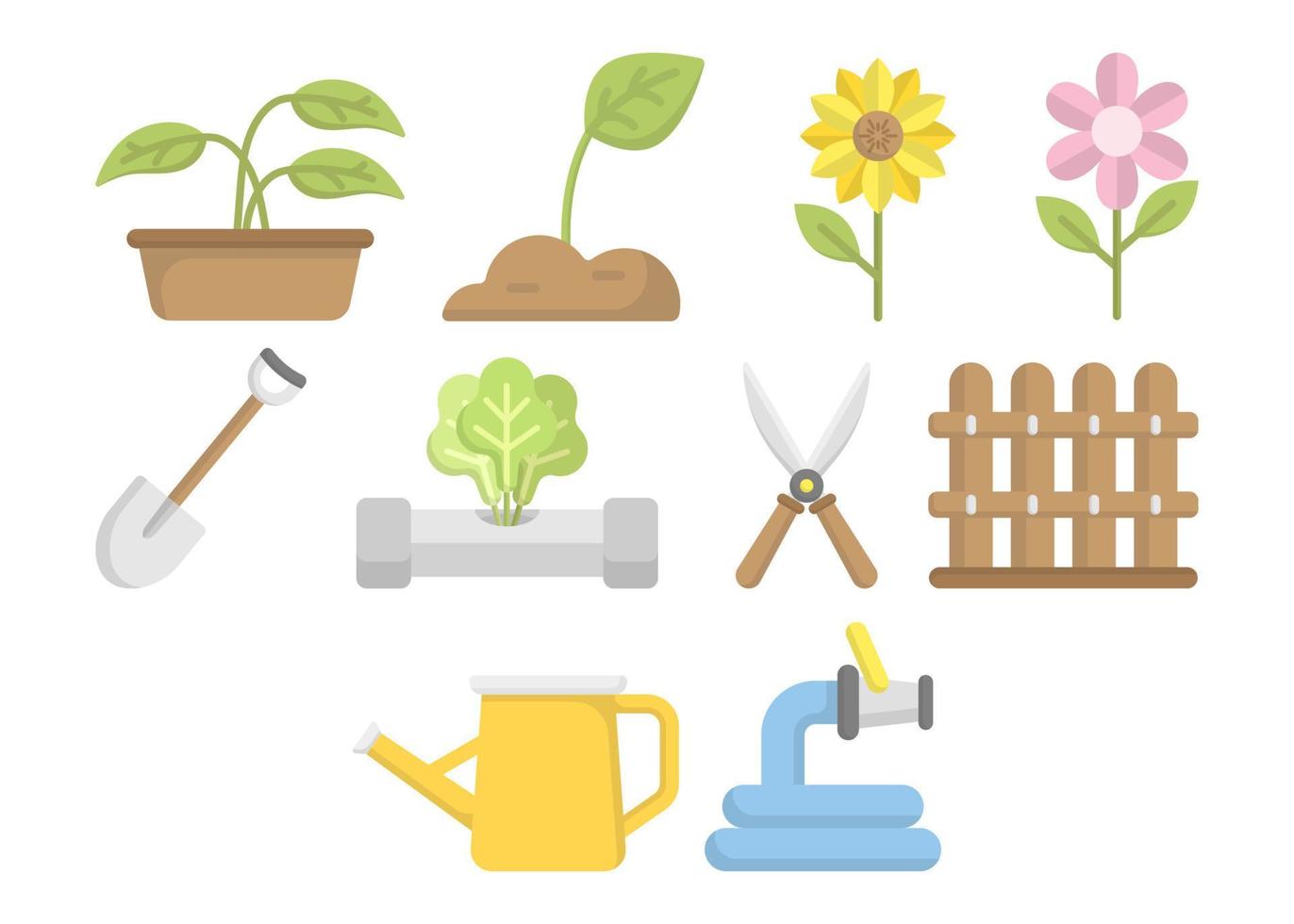 diseño de conjunto de iconos de jardinería vector