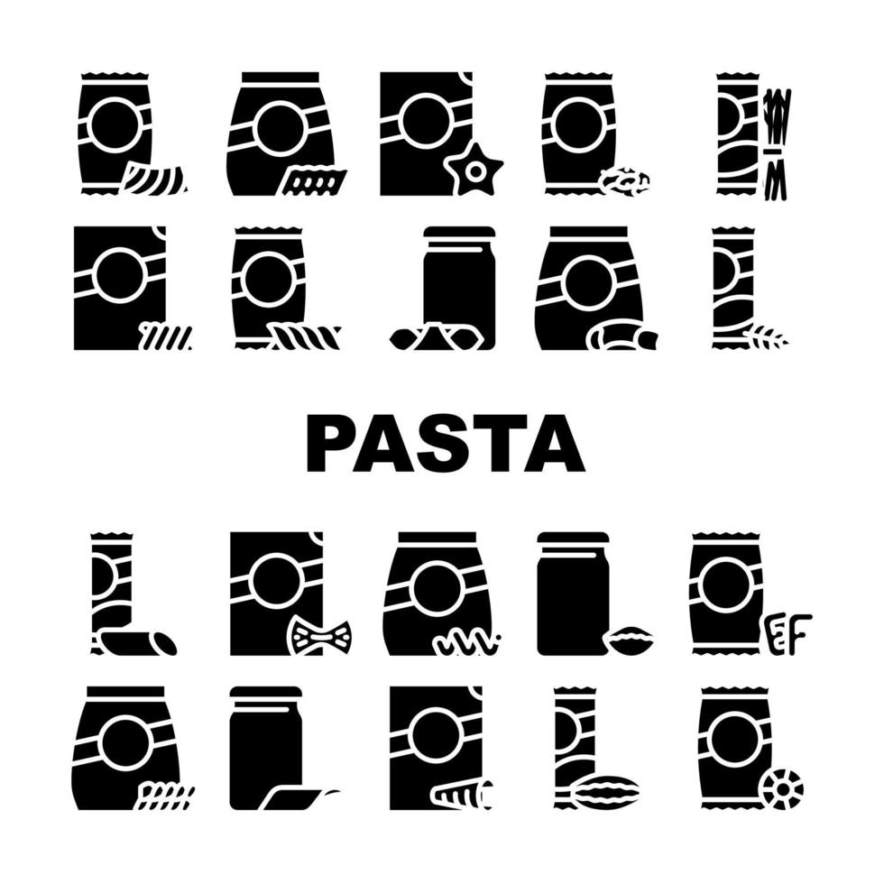 Pasta Food Package Collection Icons Set Vector