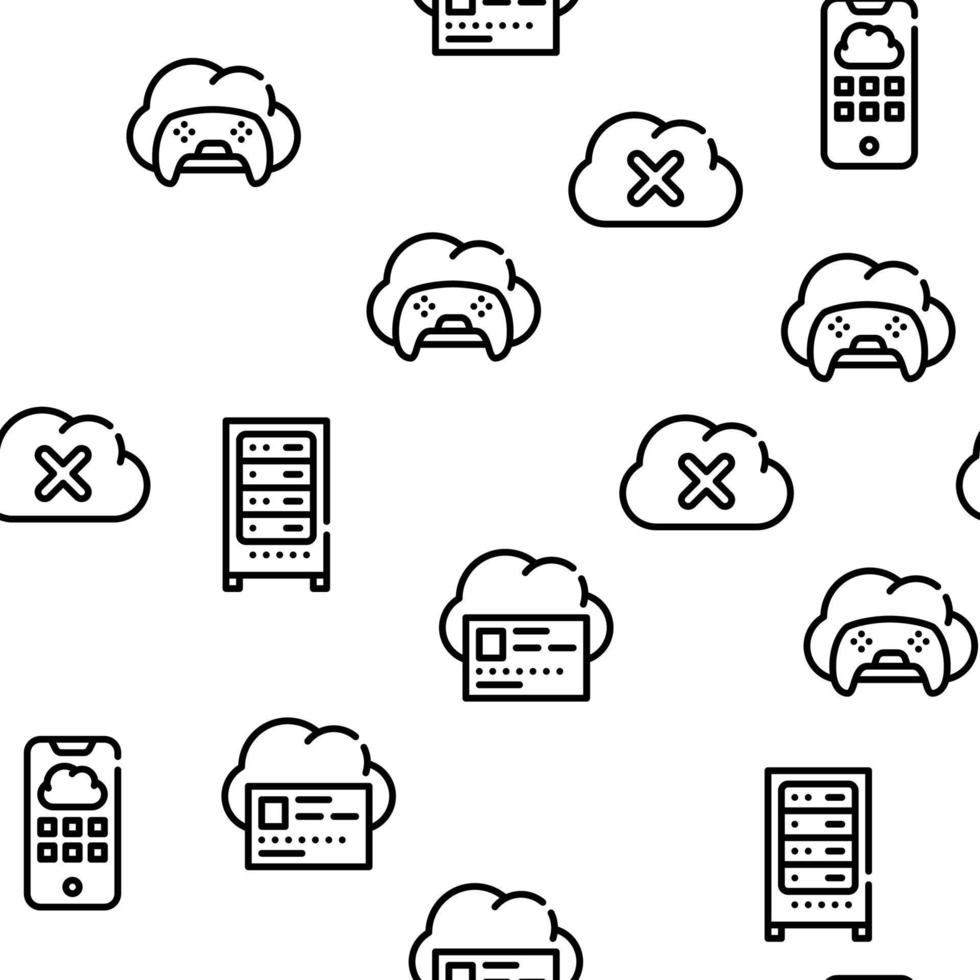 Cloud Service Storage Vector Seamless Pattern