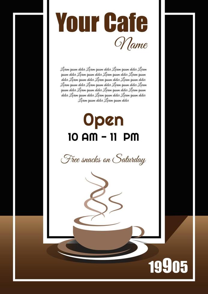 A social media banner restaurant  cafe  cup of coffee, beans of coffee 2. vector