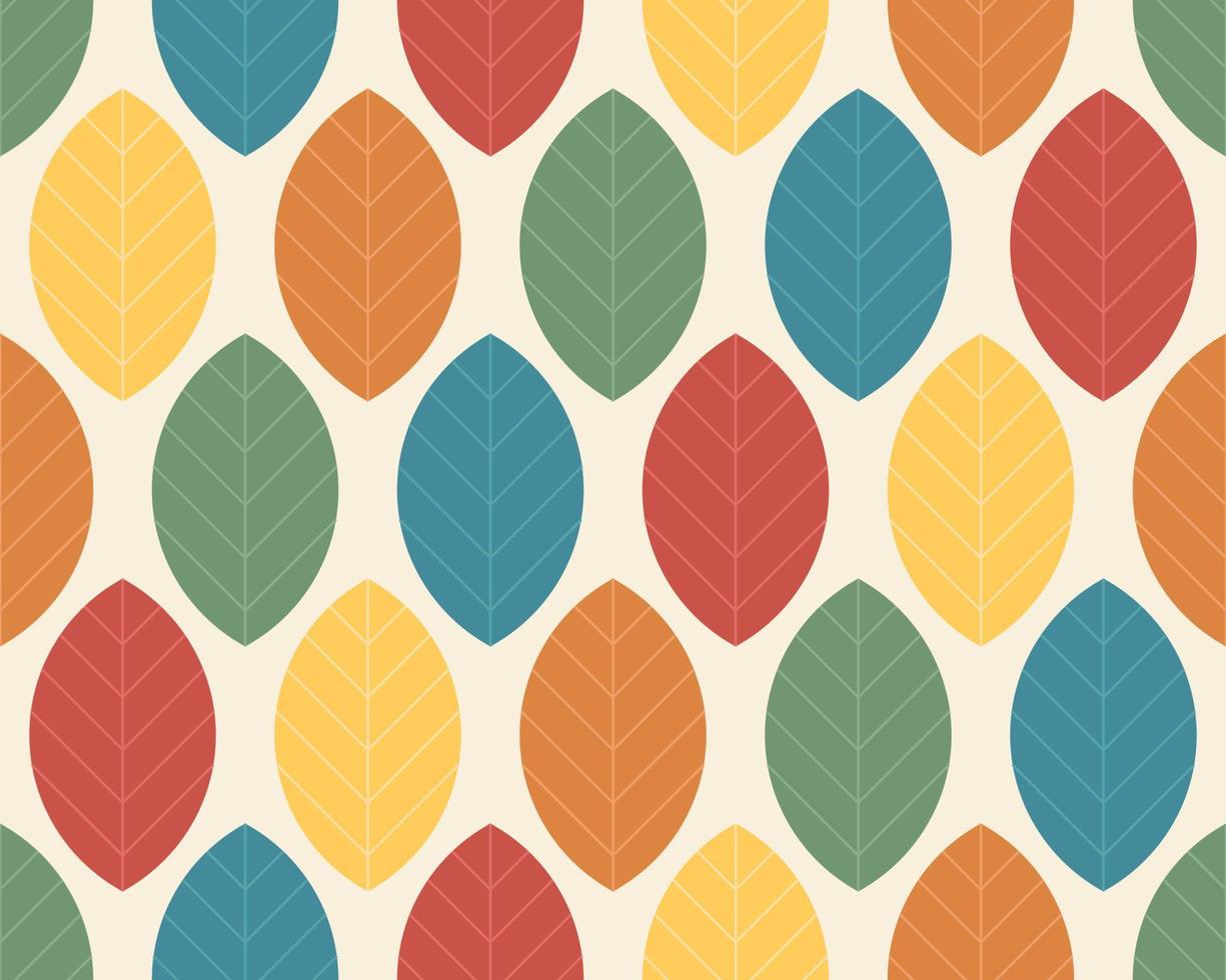 Colourful retro leaves seamless pattern and texture background vector
