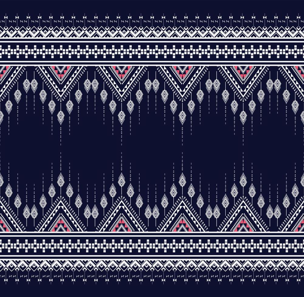 Geometric ethnic texture embroidery design with Dark Blue background or wallpaper and skirt,carpet,wallpaper,clothing,wrapping,Batik,fabric,sheet white triangle shapes Vector, illustration design vector