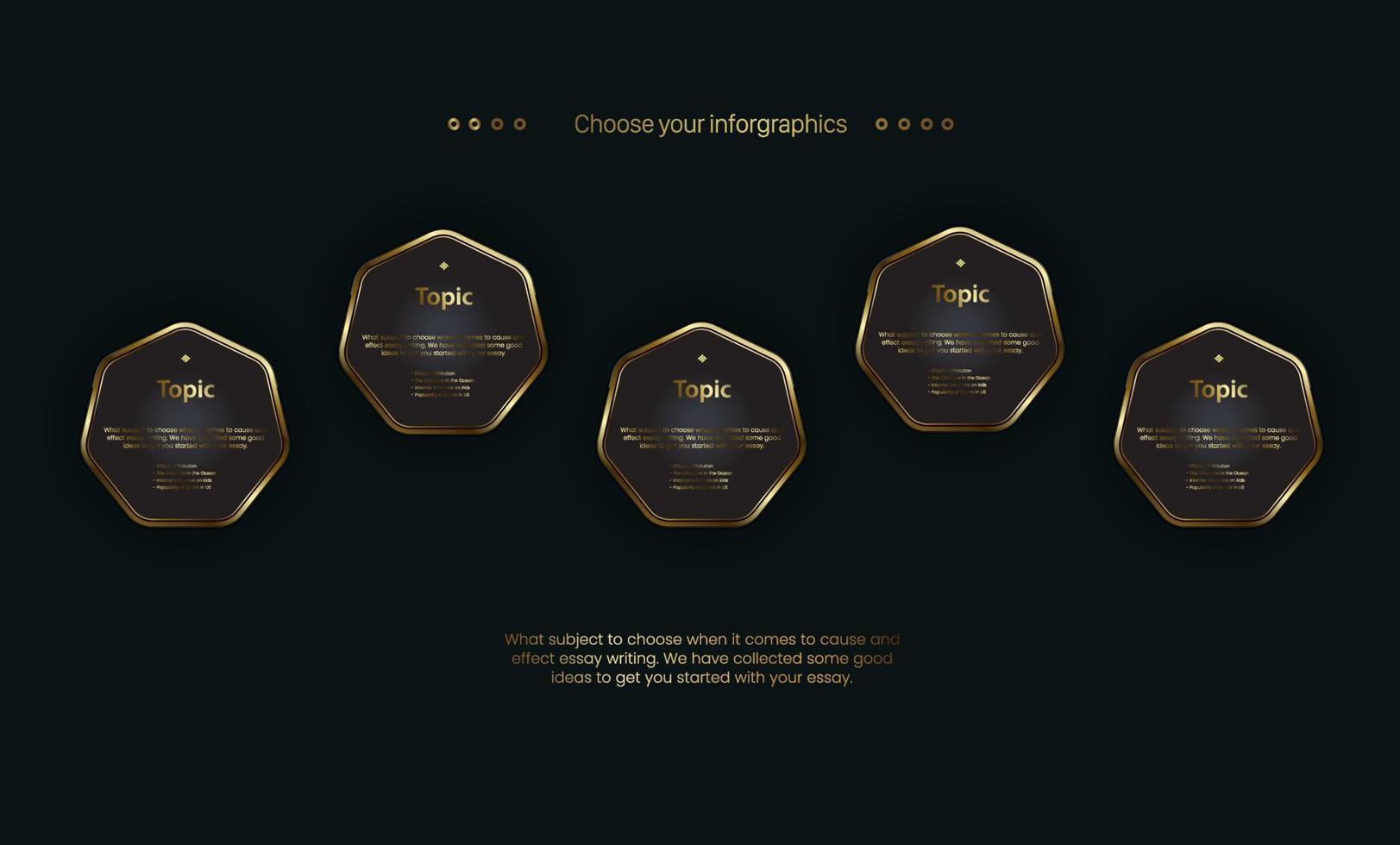 Groups of Luxury Golden polygon Infographic templates design. useful for charts and presentation Option on dark background Vector, illustration vector