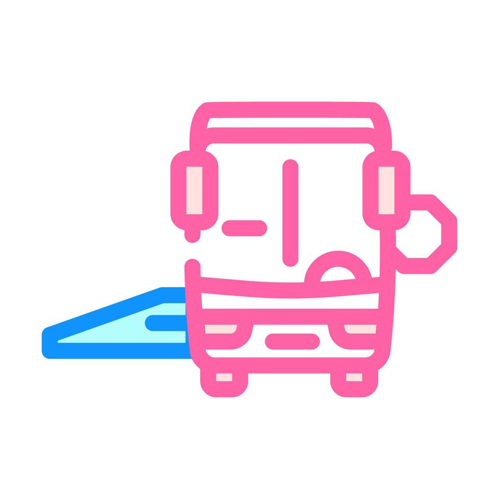autobús con ilustración de vector de icono de color de rampa