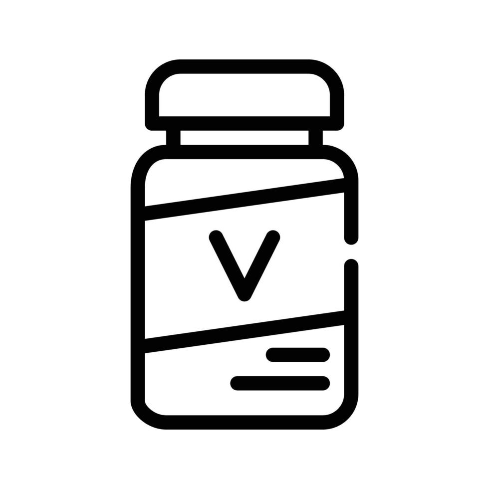 botella de vitamina para la ilustración de vector de icono de línea de gato