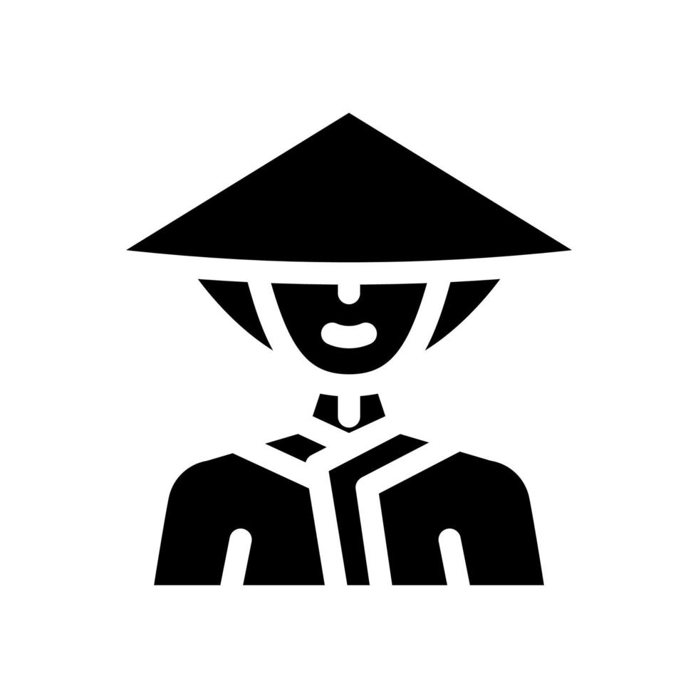 ilustración de vector de icono de glifo de sombrero cónico chino dawley
