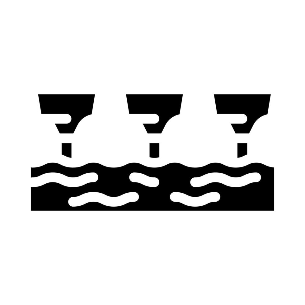 ilustración de vector de icono de glifo de planta de energía de marea eléctrica de mar