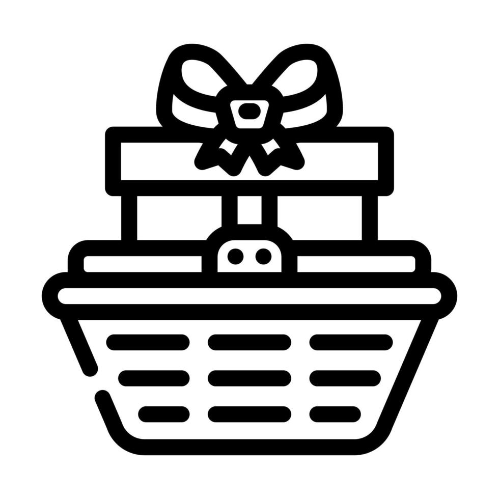 cesta regalo línea icono vector ilustración