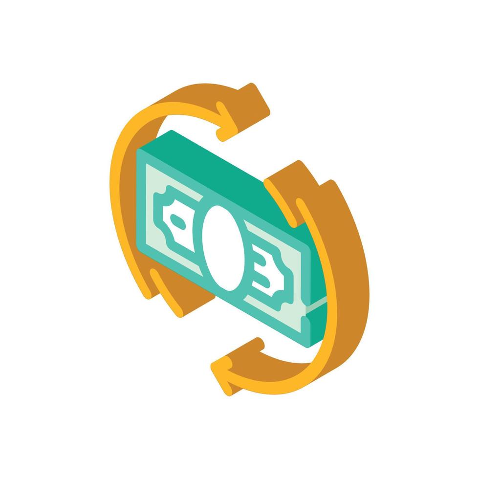 money banknote circle arrows isometric icon vector illustration