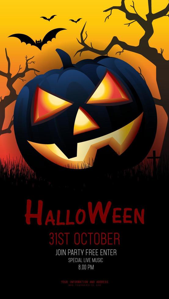 diseño de concepto de calabaza y halloween. vacaciones de halloween Todos los Santos vector