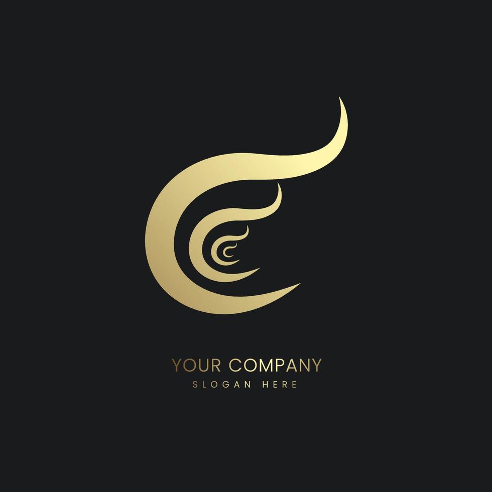un diseño de logotipo abstracto dorado de lujo, una plantilla de logotipo premium y un estilo de logotipo suave dorado vectorial vector