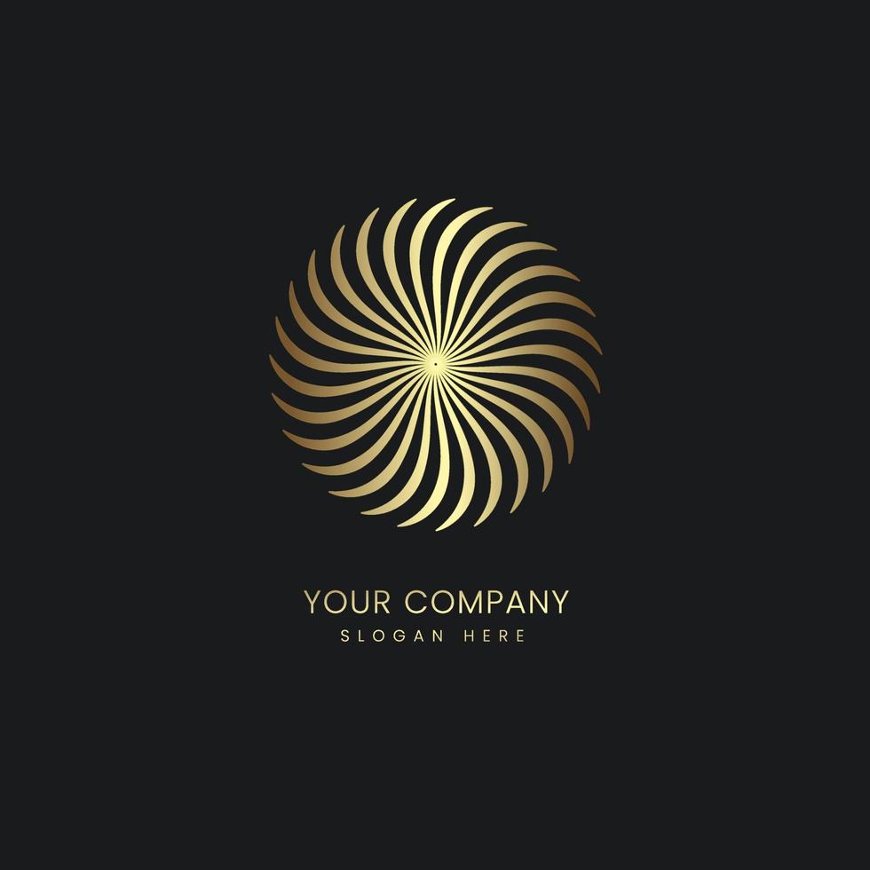 A Luxury Golden circle logo style, Abstract linear logo design. windmill logo symbol templte. circle propeller vector and illustration