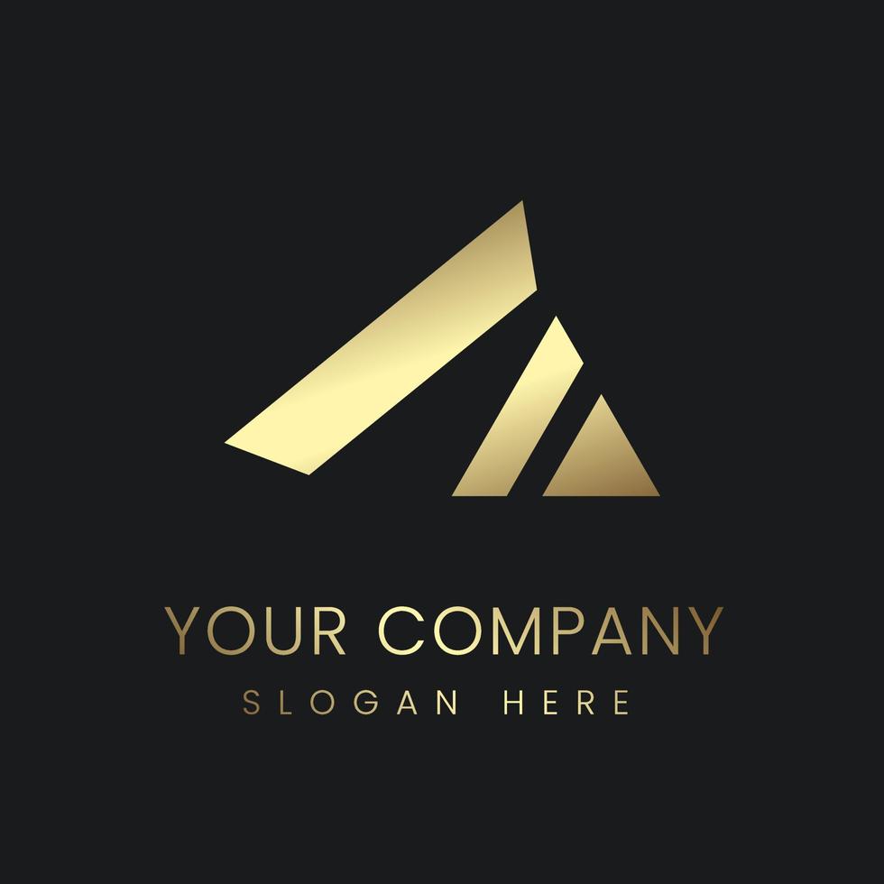 three pieace of Luxury Triangle Logo template design in golden Vector and Illustration