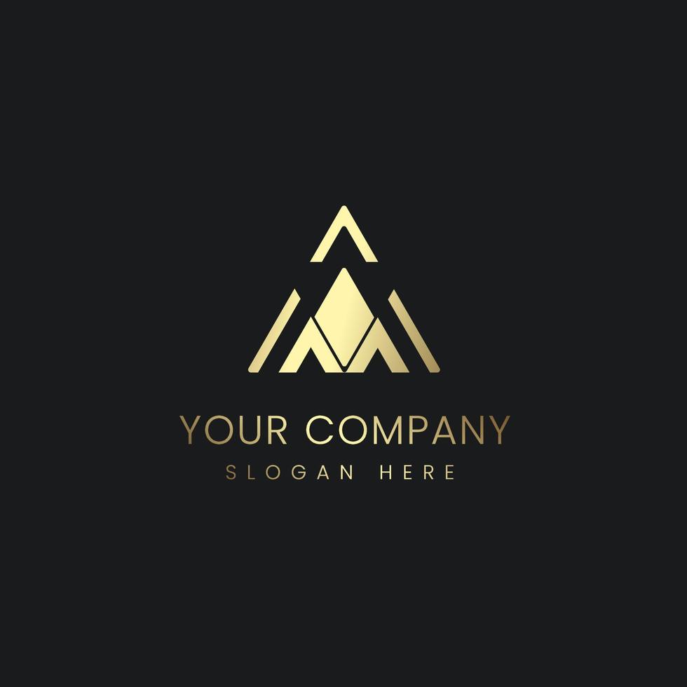 A Luxury Triangle Logo design in golden vector template, Vector and Illustration