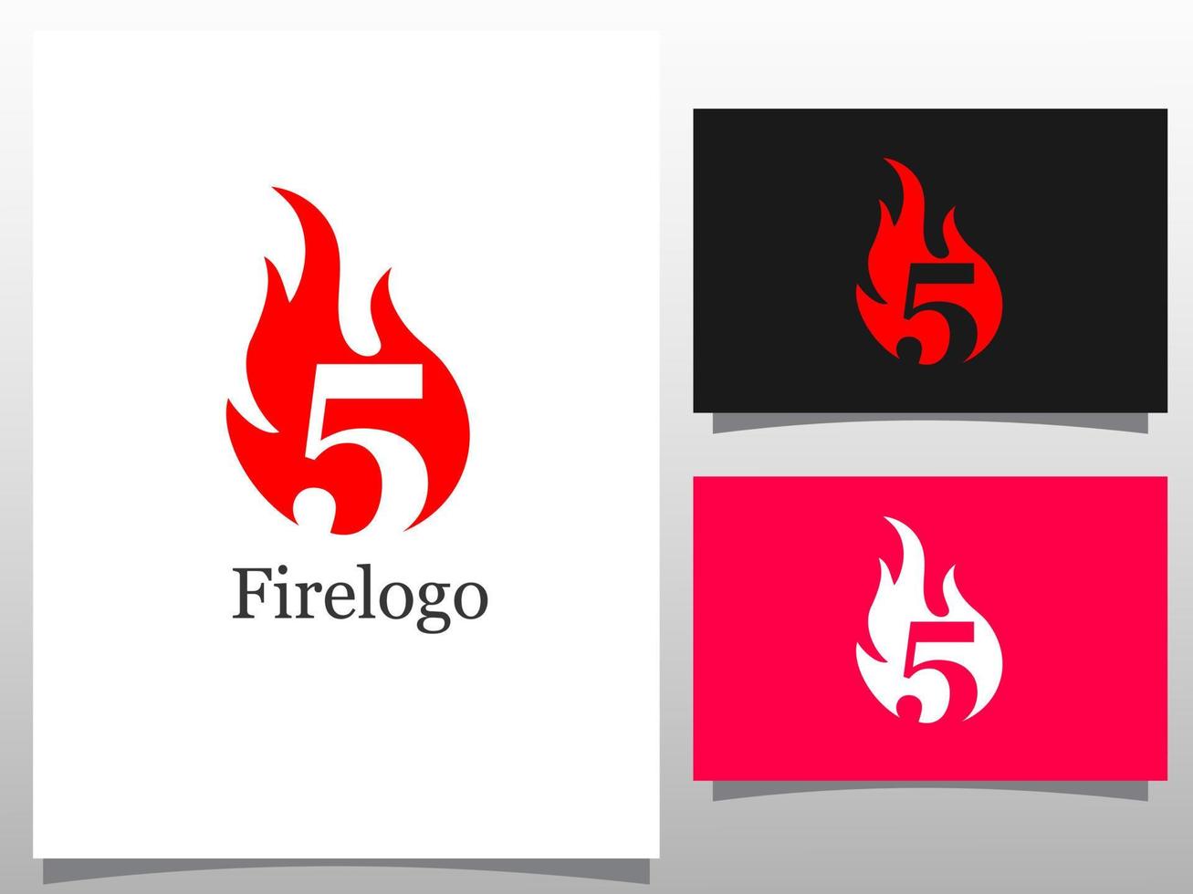 logotype fire with number. logo design element vector