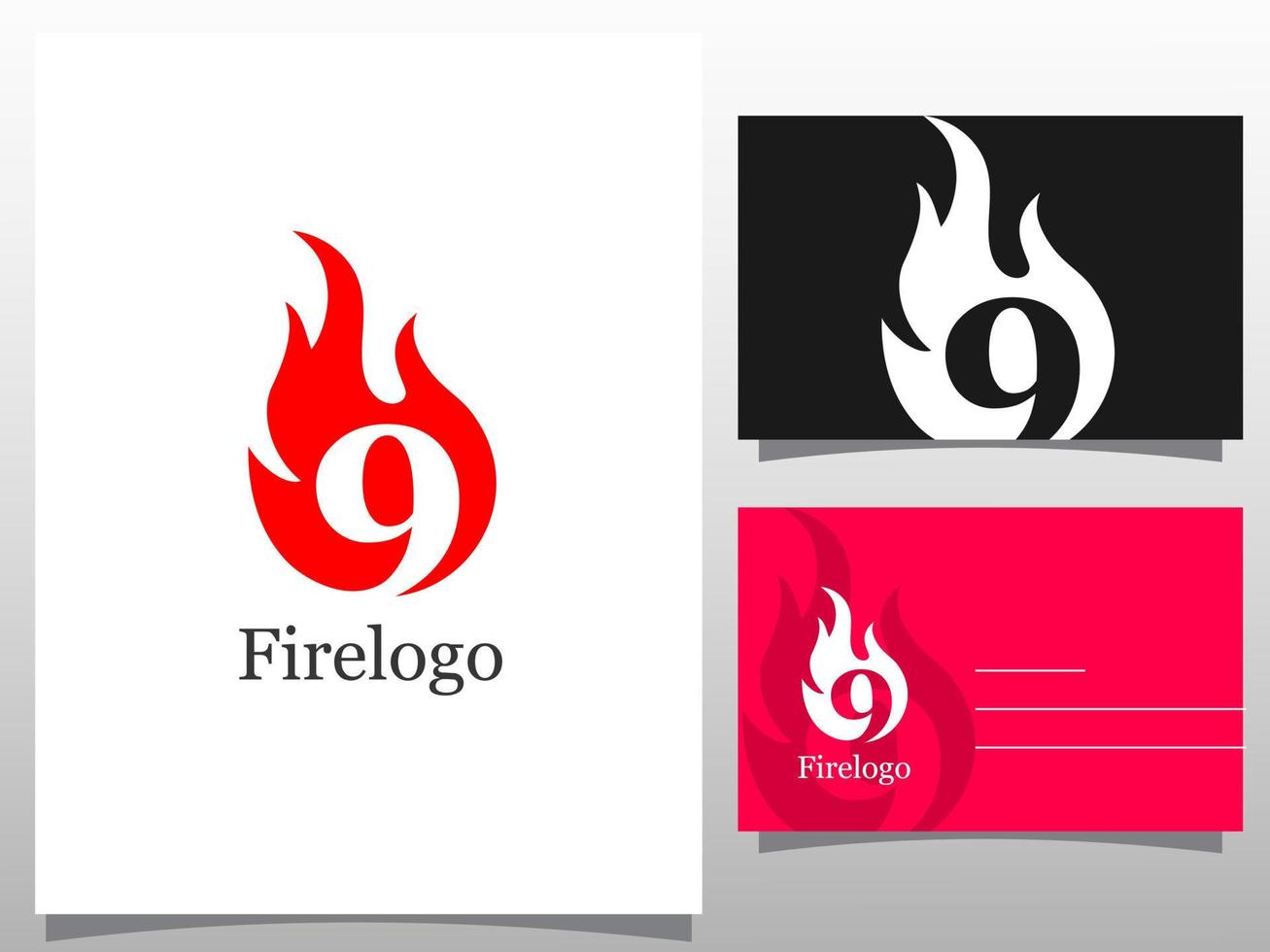 logotype fire with number. logo design element vector