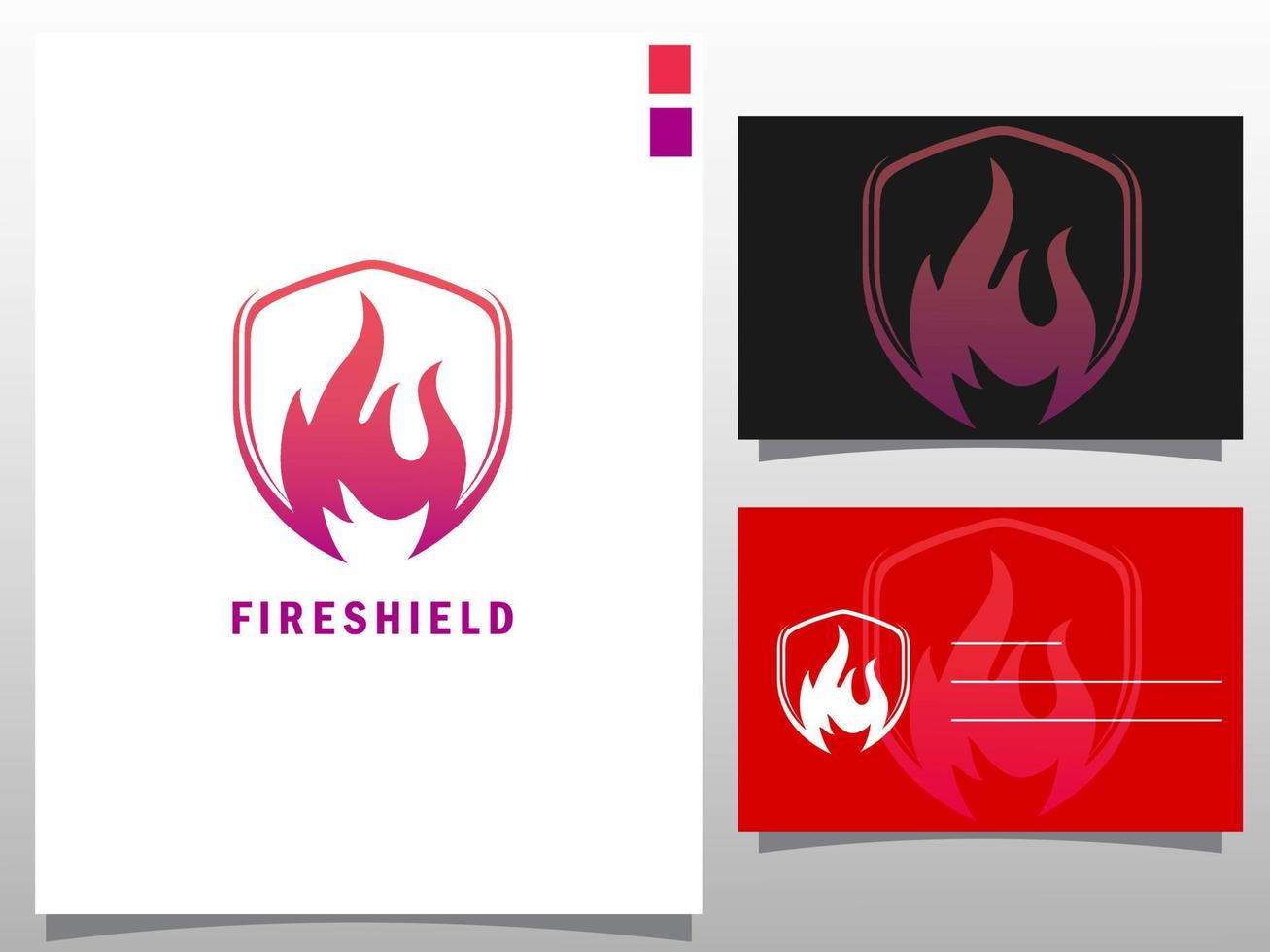 Fire shield vector logo design